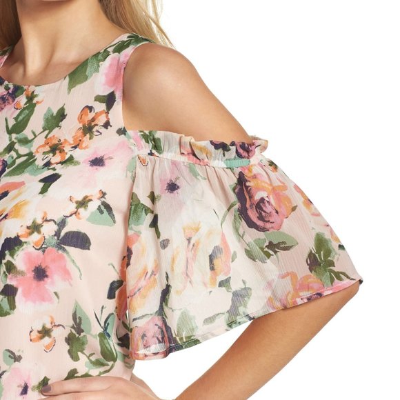 NEW Charles Henry Floral Cold Shoulder Dress - Picture 3 of 5
